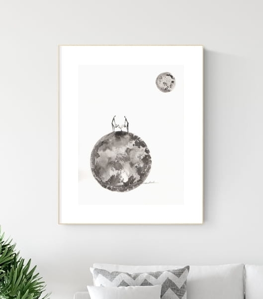 grafika 30/40 ręcznie malowana, abstrakcja