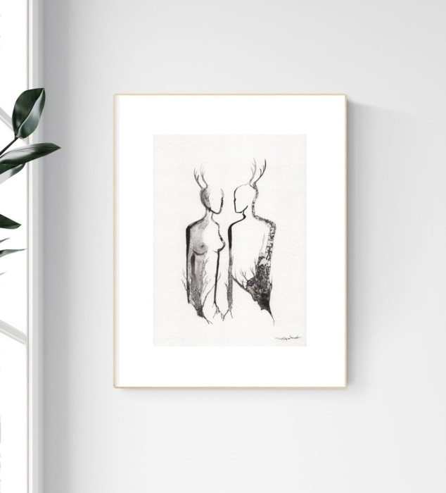 grafika 21/30 ręcznie malowana, abstrakcja