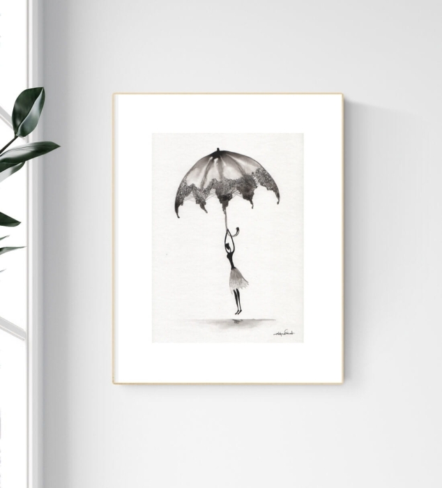 grafika 21/30 ręcznie malowana, abstrakcja