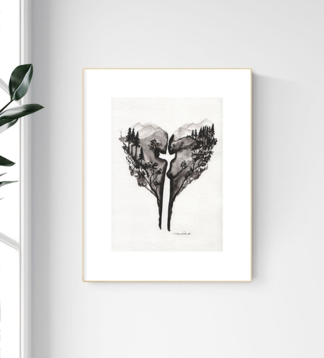 grafika 21/30 ręcznie malowana, abstrakcja