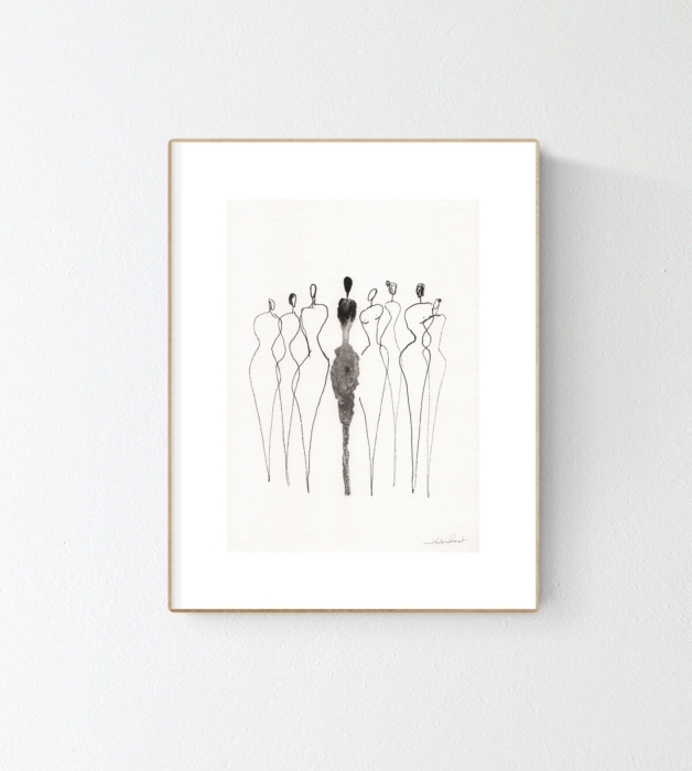 grafika 21/30 ręcznie malowana, abstrakcja 