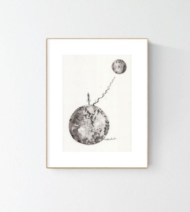 grafika 21/30 ręcznie malowana, abstrakcja