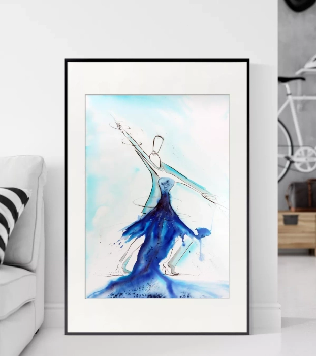 Abstrakcja obraz akwarela ręcznie malowany 50x70
