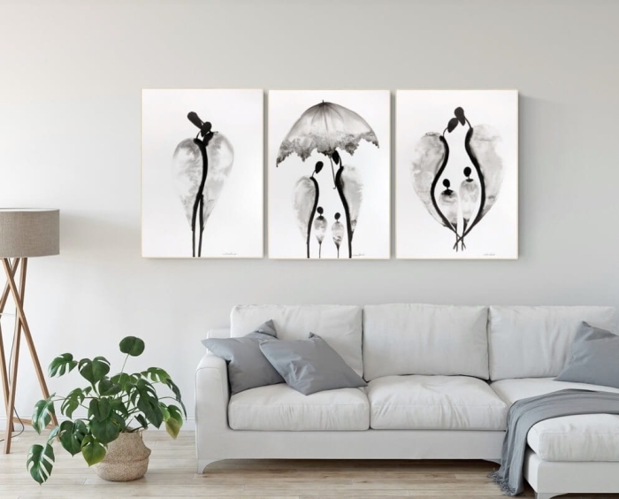 tryptyk obrazy czarno-białe zestaw 50x70 