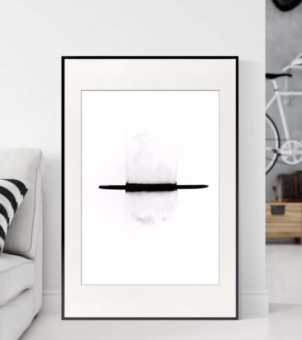 Malarstwo współczesne, nowoczesny obraz abstrakcja czarno-biała 50x70