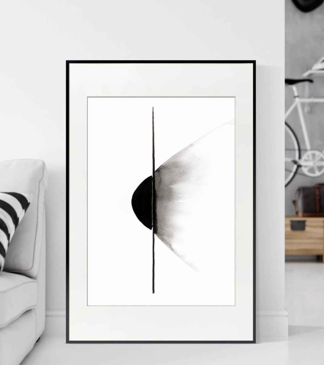 Malarstwo współczesne, nowoczesny obraz abstrakcja czarno-biała 50x70