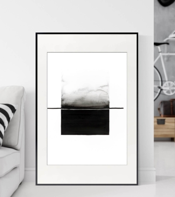 Malarstwo współczesne, nowoczesny obraz abstrakcja czarno-biała 50x70