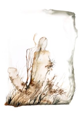 nowoczesny obraz, abstrakcja, kobieta, akwarela 50x70 cm