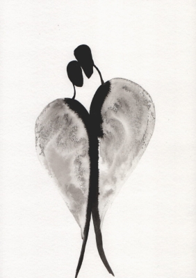 grafika 21/30 ręcznie malowana, abstrakcja