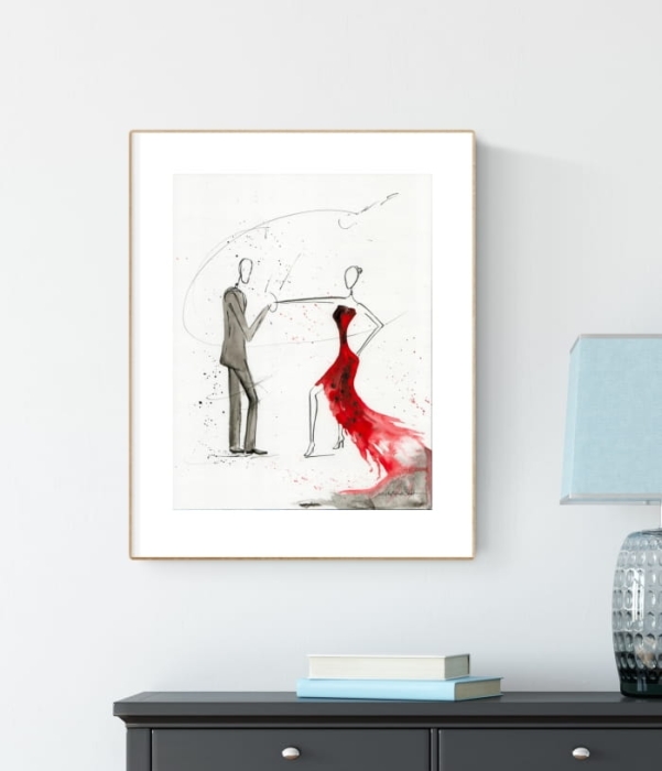 grafika 30 x 40 cm wykonana ręcznie, abstrakcja
