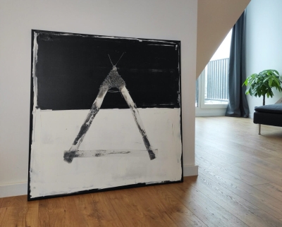 Obraz na płótnie duża abstrakcja loft 100x100 nowoczesny obraz industrial