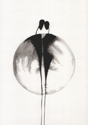 grafika 21/30 ręcznie malowana, abstrakcja
