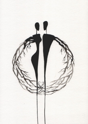grafika 21/30 ręcznie malowana, abstrakcja