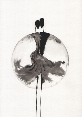 grafika 21/30 ręcznie malowana, abstrakcja