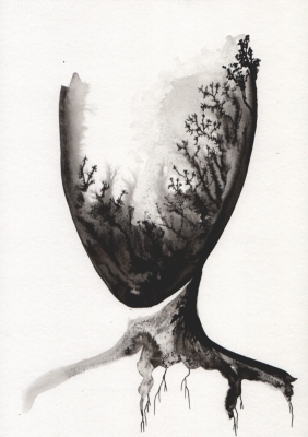 grafika 21/30 ręcznie malowana, abstrakcja