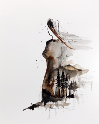 zestaw 3 grafik 40x50, styl skandynawski, abstrakcja kobieta