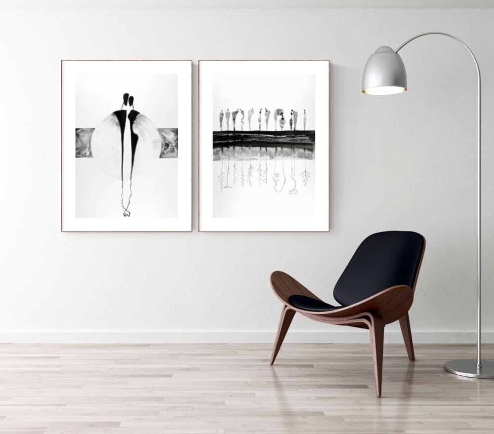 zestaw 2 obrazów 50 x 70 cm, minimalizm