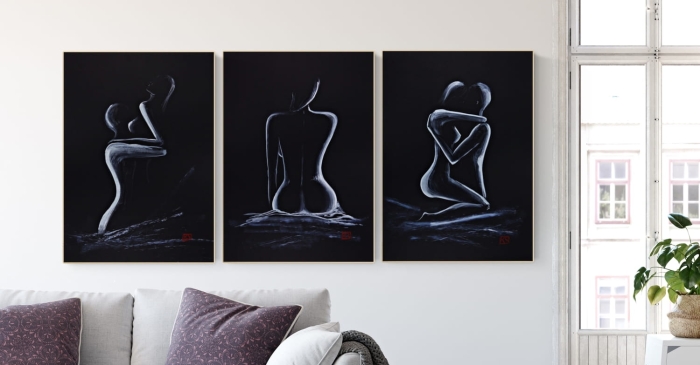 zestaw 3  zmysłowy aktów 50 x 70 cm
