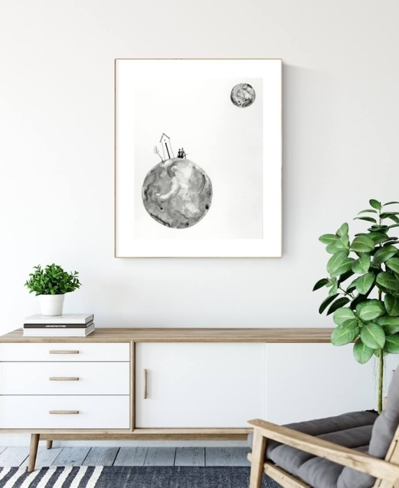 grafika 40 x 50 cm ręcznie malowana, nowoczesne obraz do salonu 