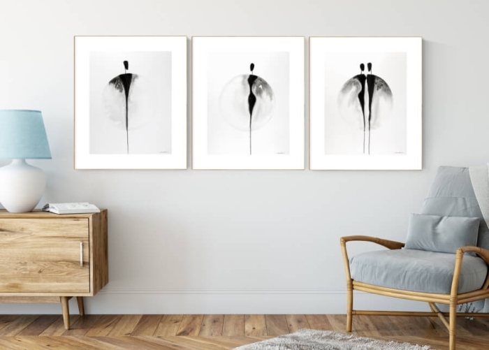 zestaw 3 grafik 40/50, styl skandynawski, abstrakcja