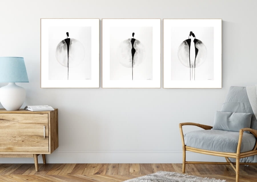 zestaw 3 grafik 40/50, styl skandynawski, abstrakcja