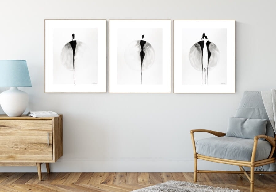 zestaw 3 grafik 40/50, styl skandynawski, abstrakcja