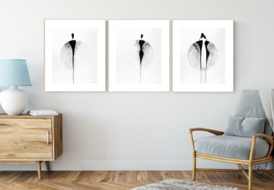 zestaw 3 grafik 40/50, styl skandynawski, abstrakcja