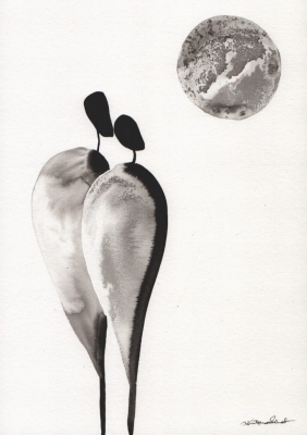 grafika 21/30 ręcznie malowana, abstrakcja