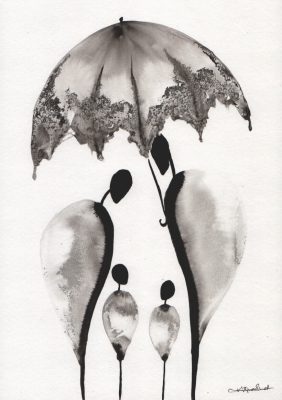 grafika 21/30 ręcznie malowana, abstrakcja