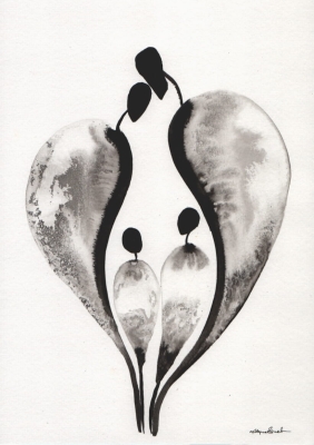 grafika 21/30 ręcznie malowana, abstrakcja
