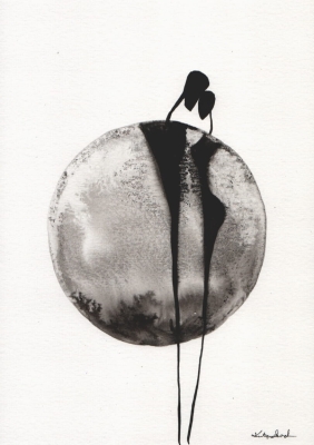grafika 21/30 ręcznie malowana, abstrakcja