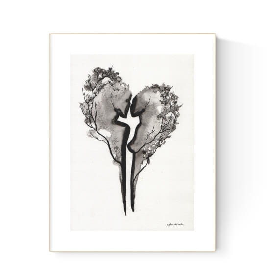 grafika 21/30 ręcznie malowana, abstrakcja 
