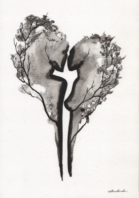 grafika 21/30 ręcznie malowana, abstrakcja