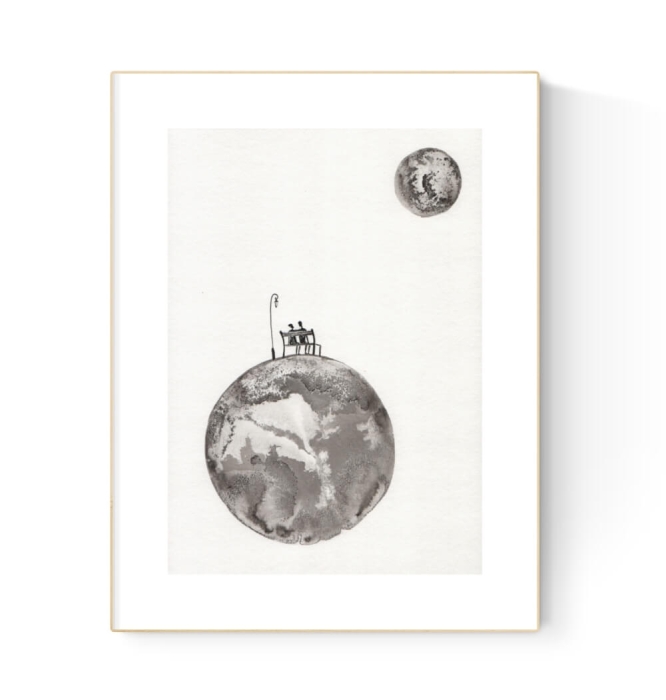 grafika 21/30 ręcznie malowana, abstrakcja 