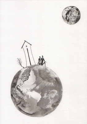 grafika 21/30 ręcznie malowana, abstrakcja