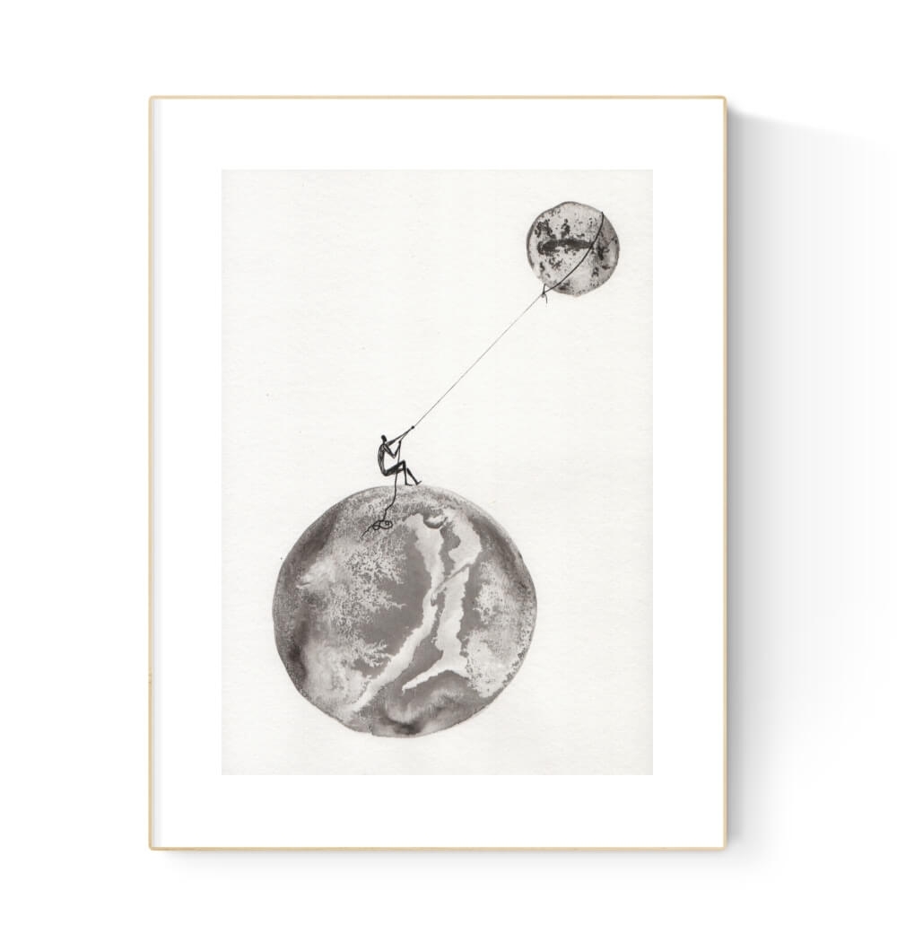 grafika 21/30 ręcznie malowana, abstrakcja