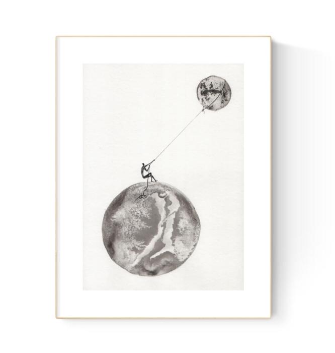 grafika 21/30 ręcznie malowana, abstrakcja  