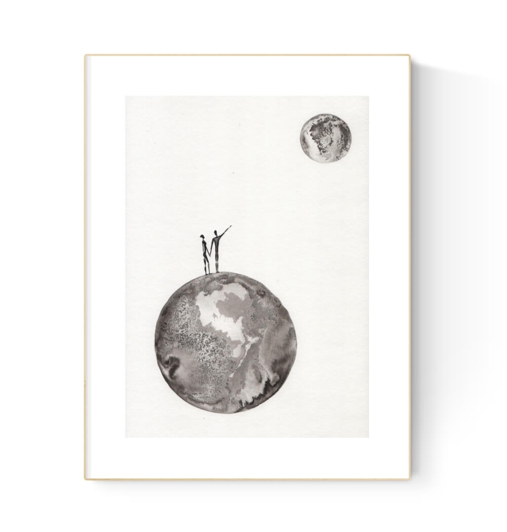 grafika 21/30 ręcznie malowana, abstrakcja