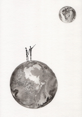 grafika 21/30 ręcznie malowana, abstrakcja