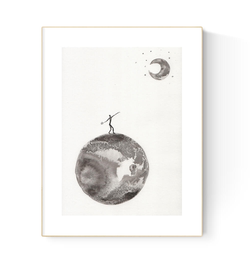 grafika 21/30 ręcznie malowana, abstrakcja