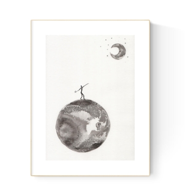grafika 21/30 ręcznie malowana, abstrakcja