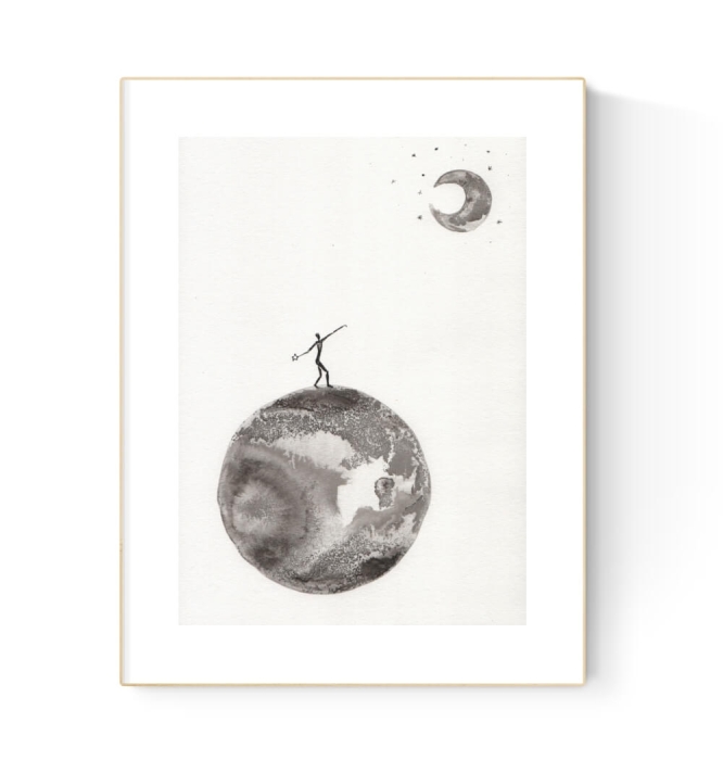 grafika 21/30 ręcznie malowana, abstrakcja