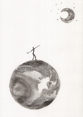 grafika 21/30 ręcznie malowana, abstrakcja