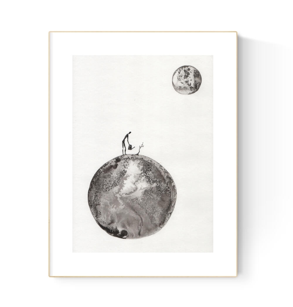 grafika 21/30 ręcznie malowana, abstrakcja