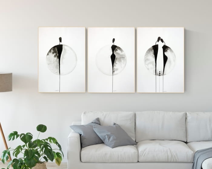 zestaw 3 grafik  50 x 70 cm wykonanych ręcznie