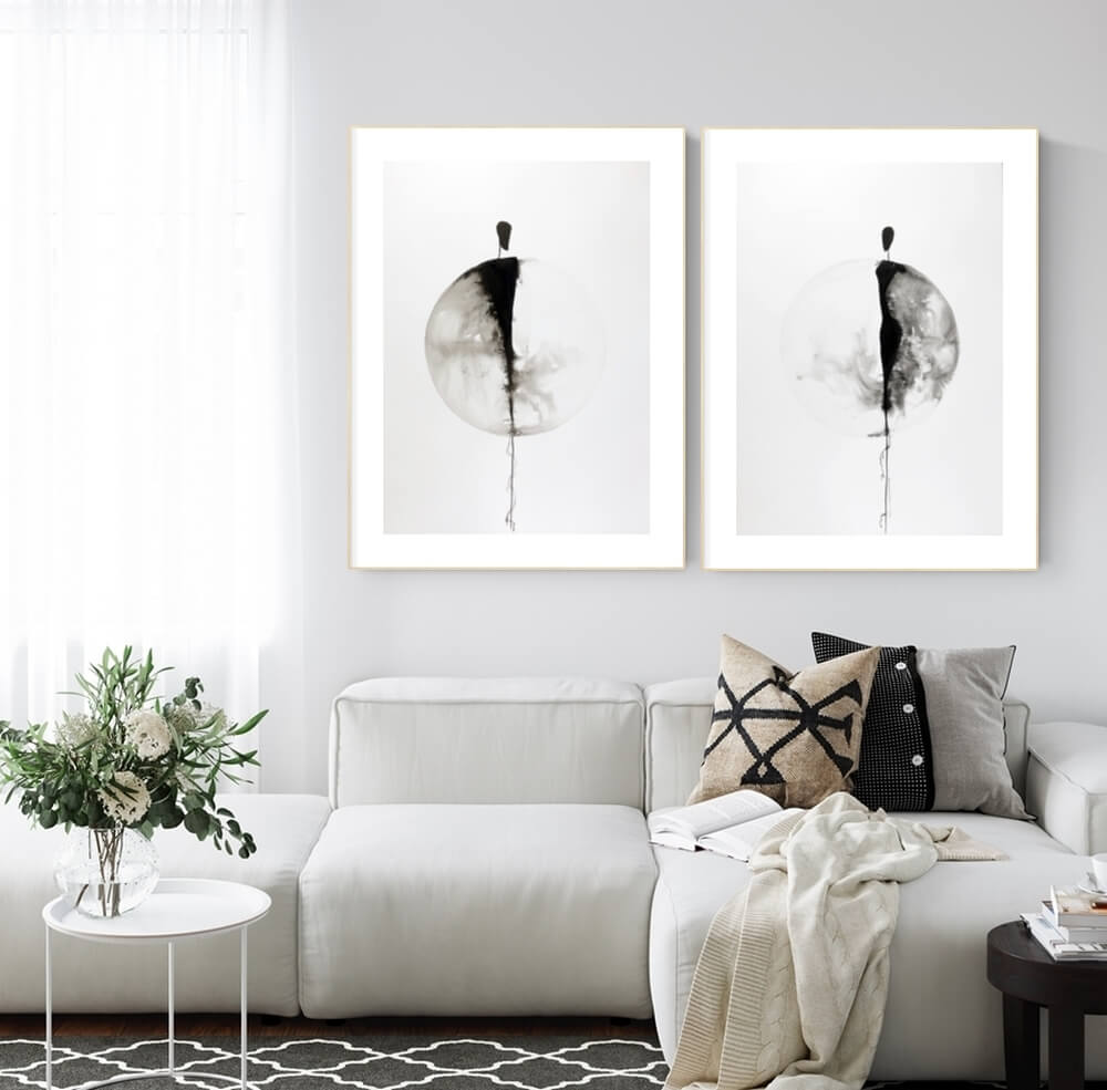 zestaw 2 obrazów 50 x 70 cm, minimalizm