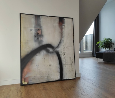 Obraz loftowy industrialny, 100x120, miedź, abstrakcja nowoczesny obraz do salonu loft