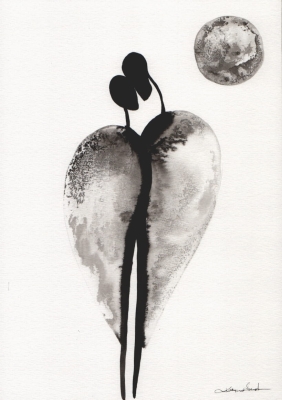 grafika 21/30 ręcznie malowana, abstrakcja