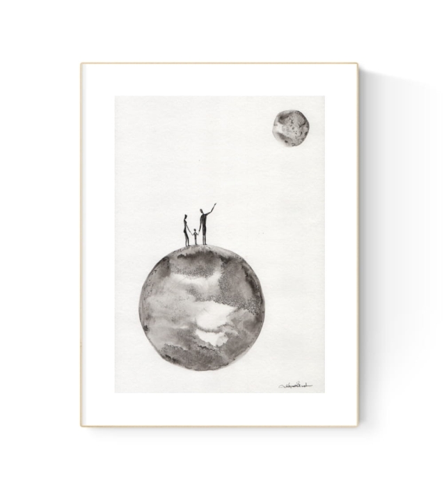 grafika 21/30 ręcznie malowana, abstrakcja