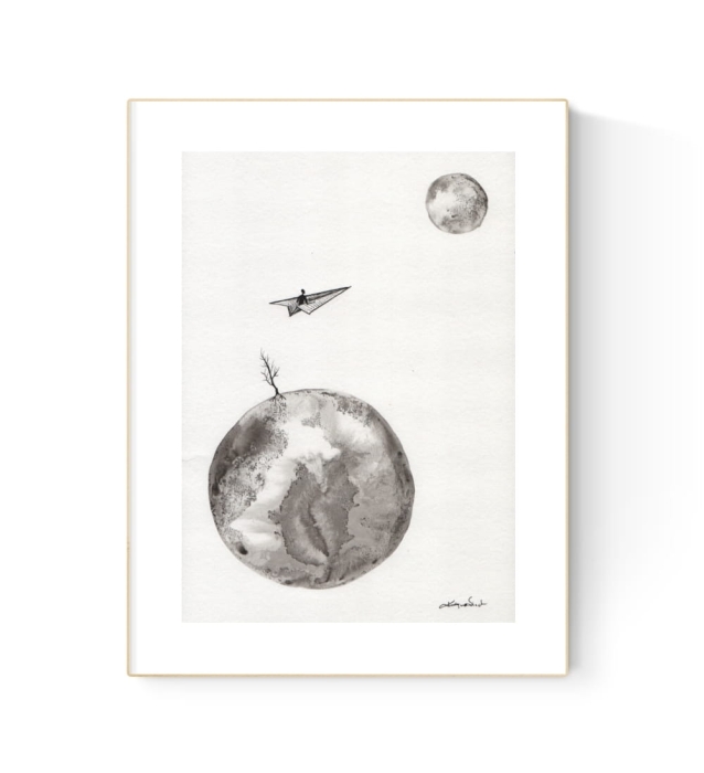 grafika 21/30 ręcznie malowana, abstrakcja